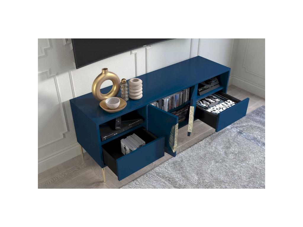 Meuble TV bleu, 136 x 40 x 60 cm