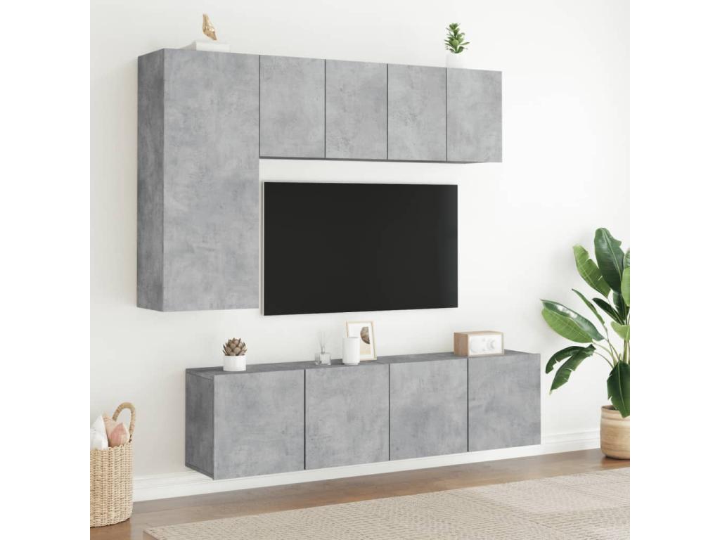 Meuble TV gris 2 pièces, 60 x 30 x 41 cm