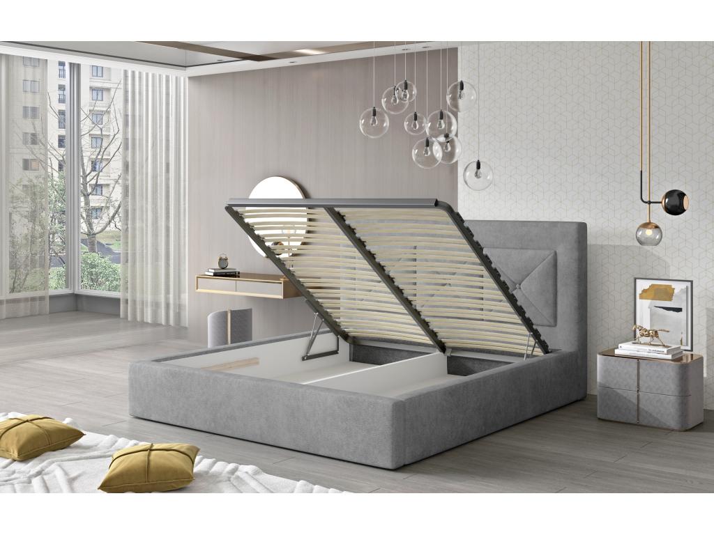 Cadre de lit coffre en velours marron, 180 x 223 x 93 cm