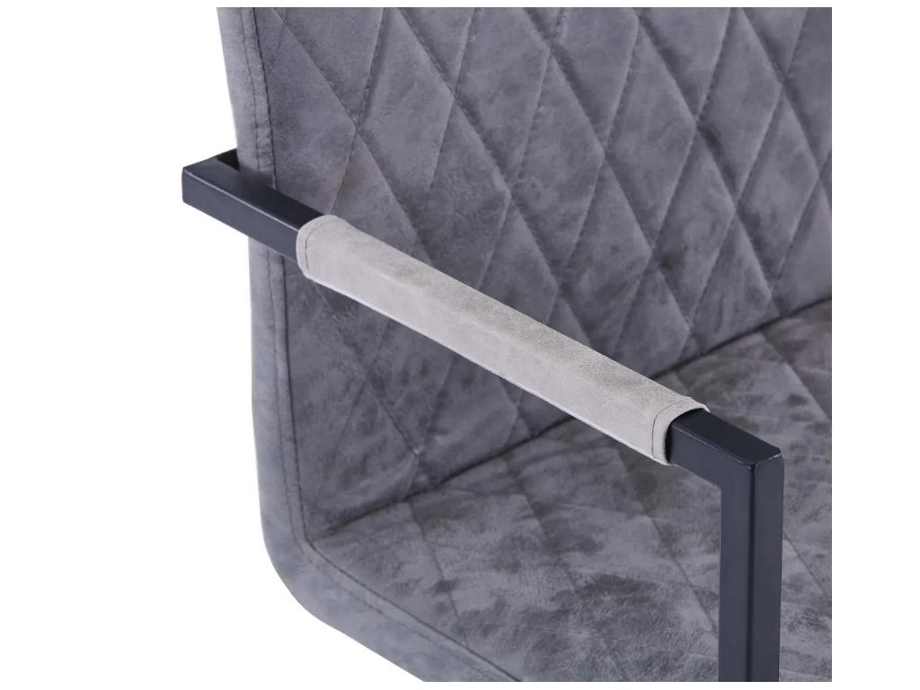 Fauteuil en cuir gris, 53 x 61 x 88 cm