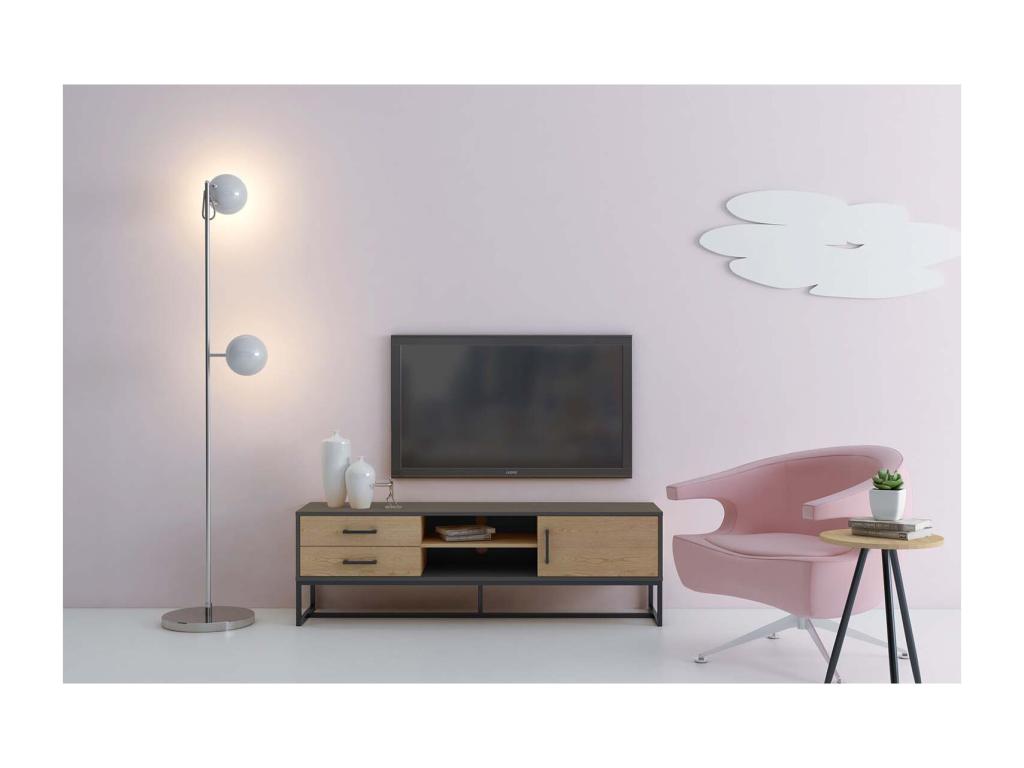 Meuble TV noir avec rangement, 160 x 40 x 50 cm