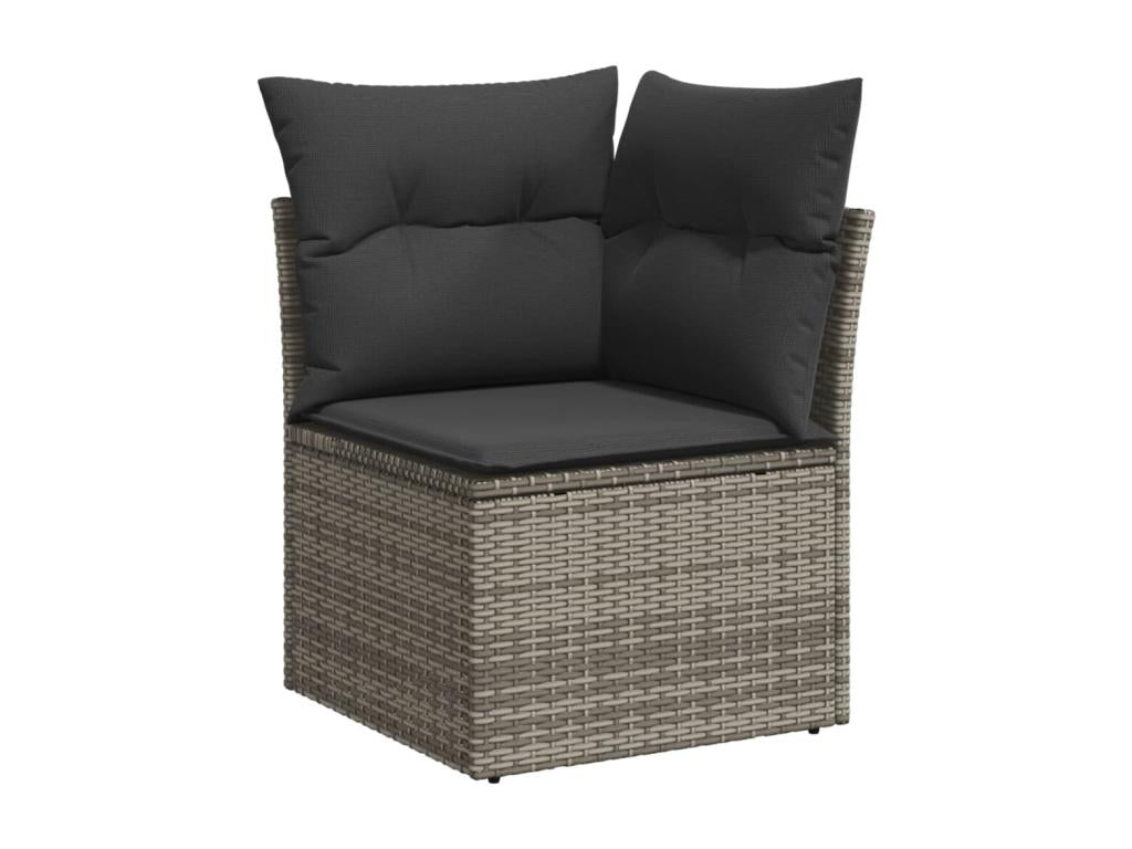 Ensemble de mobilier de jardin gris 11 pièces avec coussins, 62 x 62 x 69 cm