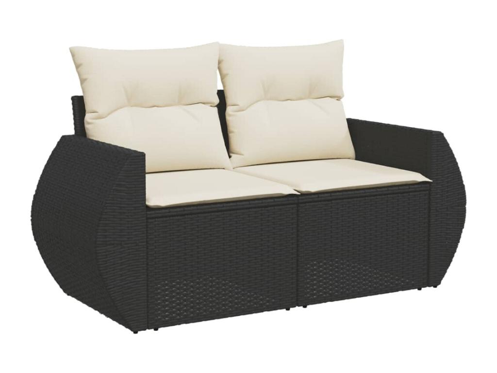 Ensemble de mobilier de jardin noir 7 pièces avec coussins, 100 x 55 x 73 cm