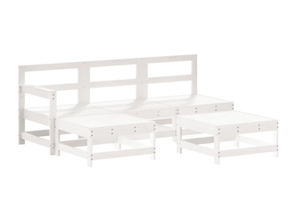 Ensemble de mobilier de jardin blanc 5 pièces avec coussins, 62 x 62 x 69 cm