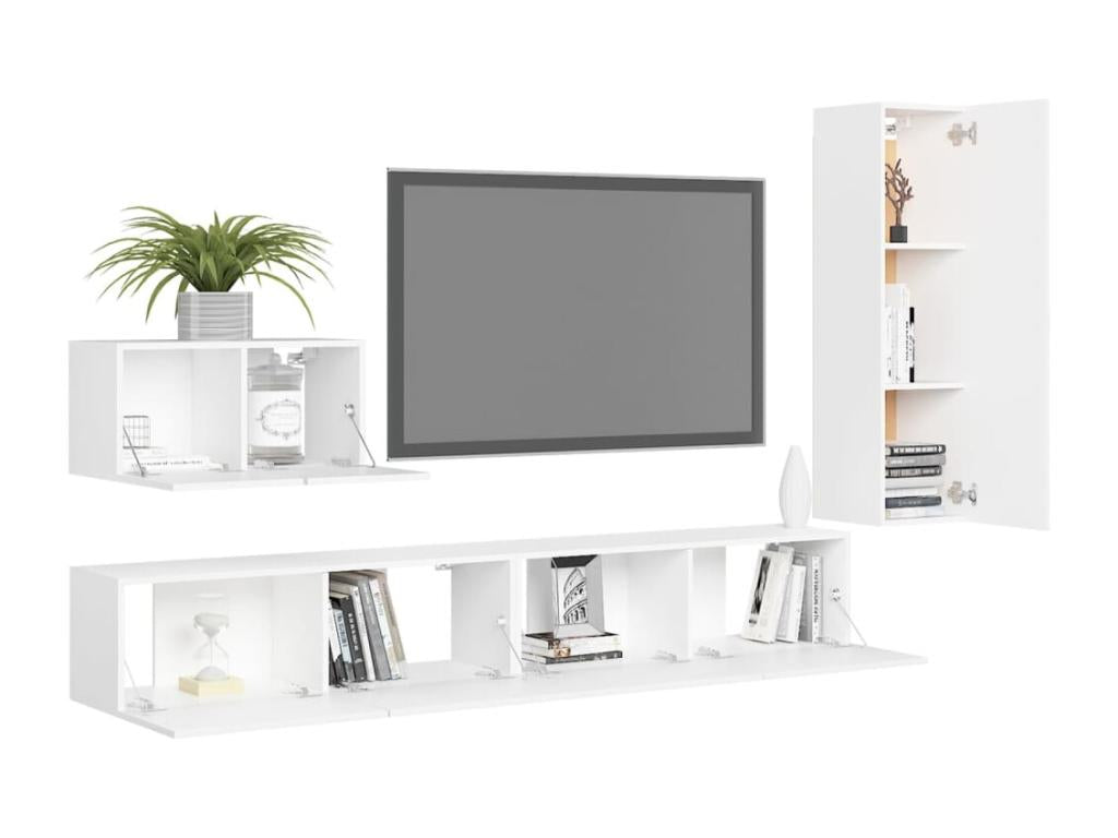 Meuble TV blanc 4 pièces, 30,5 x 30,5 x 30 cm