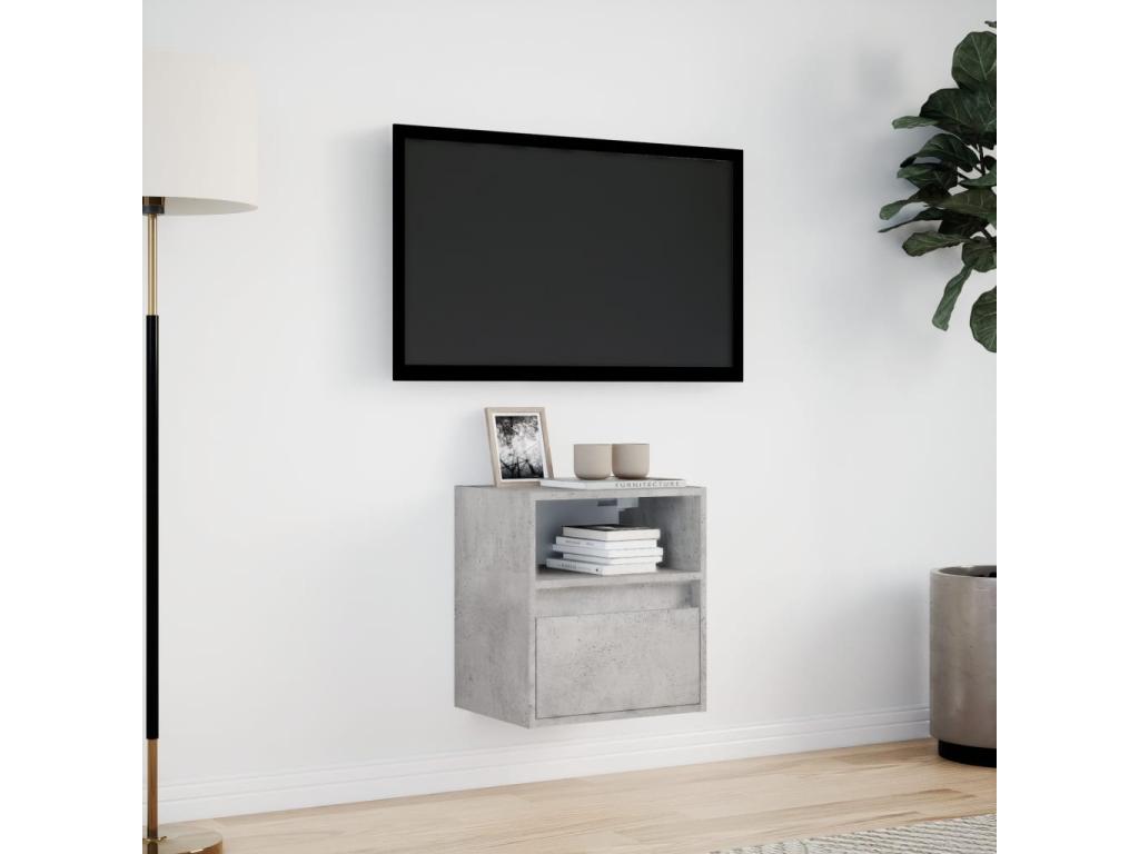Meuble TV gris avec éclairage LED, 41 x 31 x 45 cm
