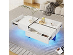 Table basse en marbre blanc avec éclairage LED, 100 x 50 x 34,5 cm