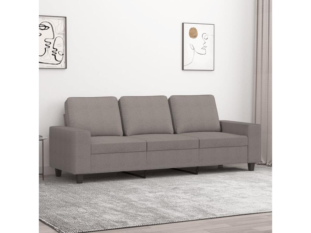 Canapé en tissu taupe, 214 x 77 x 80 cm