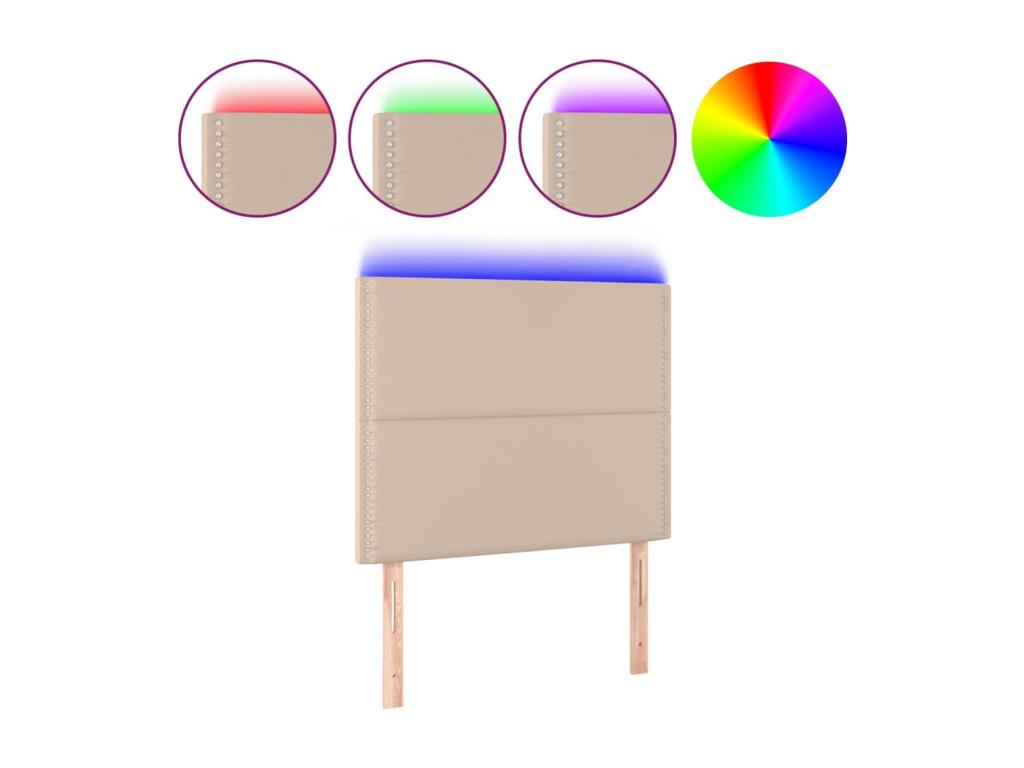 Cadre de lit marron avec éclairage LED, 90 x 5 x 128 cm