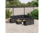 Ensemble de mobilier de jardin noir 9 pièces avec coussins, 85 x 62 x 69 cm