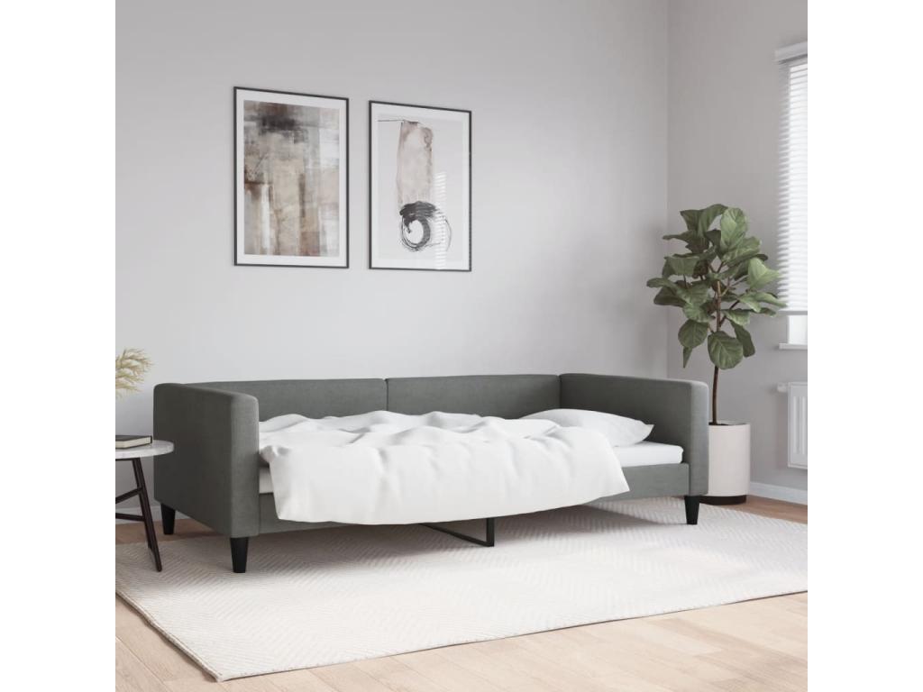 Cadre de lit en tissu gris, 223 x 110 x 68 cm