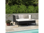 Ensemble de mobilier de jardin noir 4 pièces avec coussins, 58 x 61 x 88 cm
