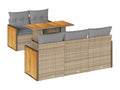 Ensemble de mobilier de jardin beige 6 pièces avec coussins, 55 x 55 x 37 cm
