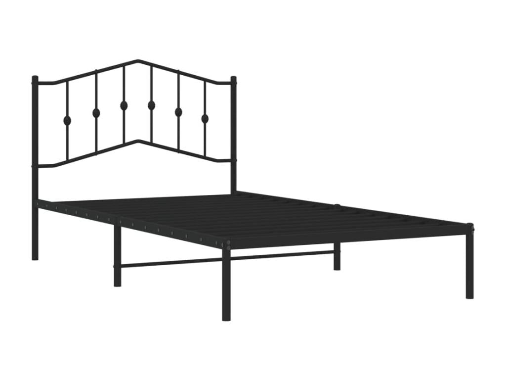 Cadre de lit en métal noir, 207 x 112 x 98 cm