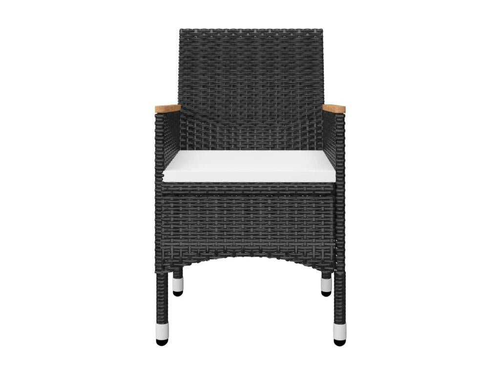 Ensemble de salle à manger d'extérieur noir 3 pièces, 85 x 85 x 74 cm