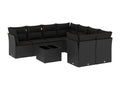Ensemble de mobilier de jardin noir 9 pièces avec coussins, 55 x 62 x 69 cm - dlz1766569176560