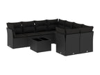 Ensemble de mobilier de jardin noir 9 pièces avec coussins, 55 x 62 x 69 cm - dlz1766569176560