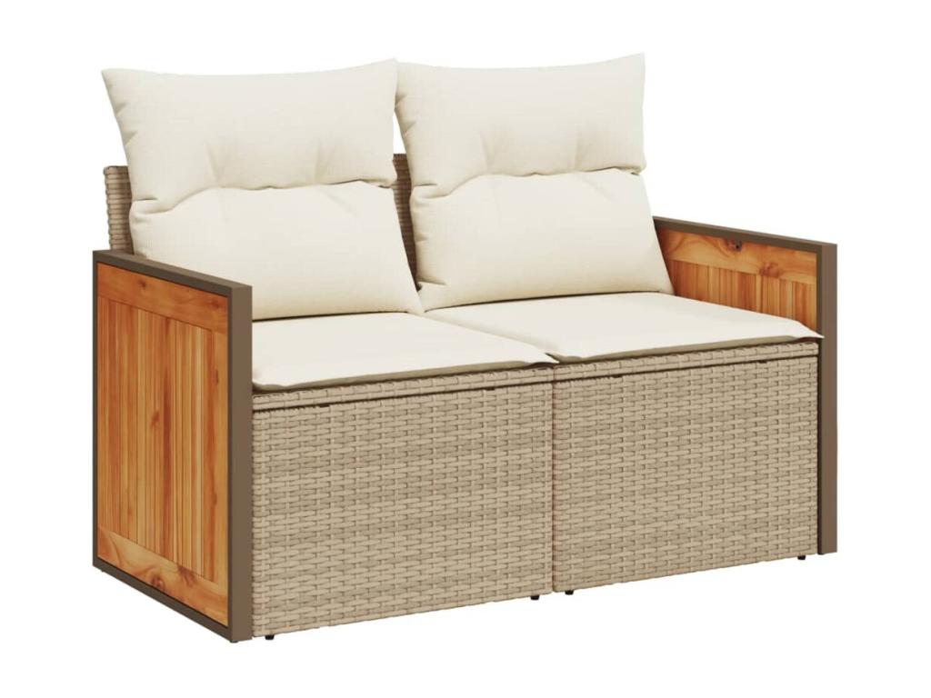 Ensemble de mobilier de jardin beige 4 pièces avec coussins, 55 x 62 x 69 cm