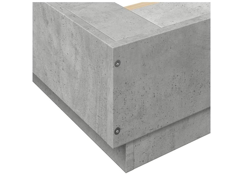 Cadre de lit gris avec éclairage LED, 202 x 160 x 23 cm