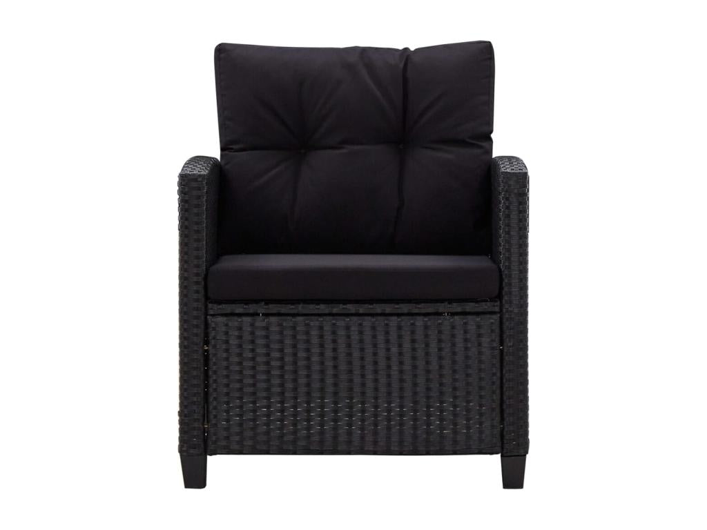 Canapé noir 6 pièces avec coussins, 92 x 55 x 42 cm