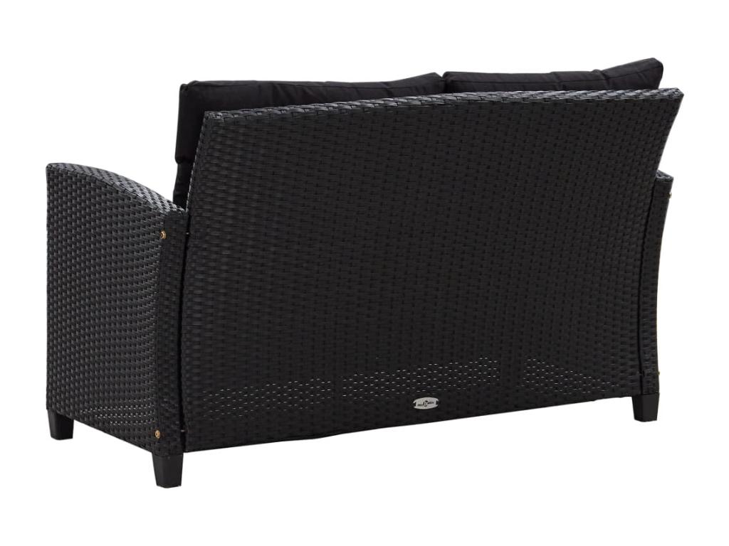 Canapé noir 6 pièces avec coussins, 92 x 55 x 42 cm