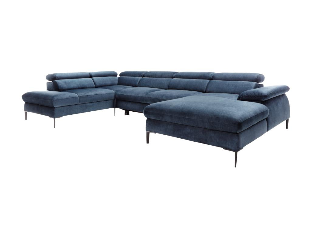 Canapé-lit en velours bleu, 353 x 214 x 75 cm