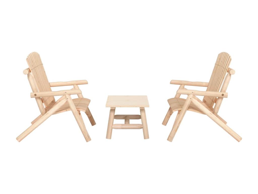 Ensemble de mobilier de jardin 3 pièces en bois massif naturel, 42 x 40 x 39 cm