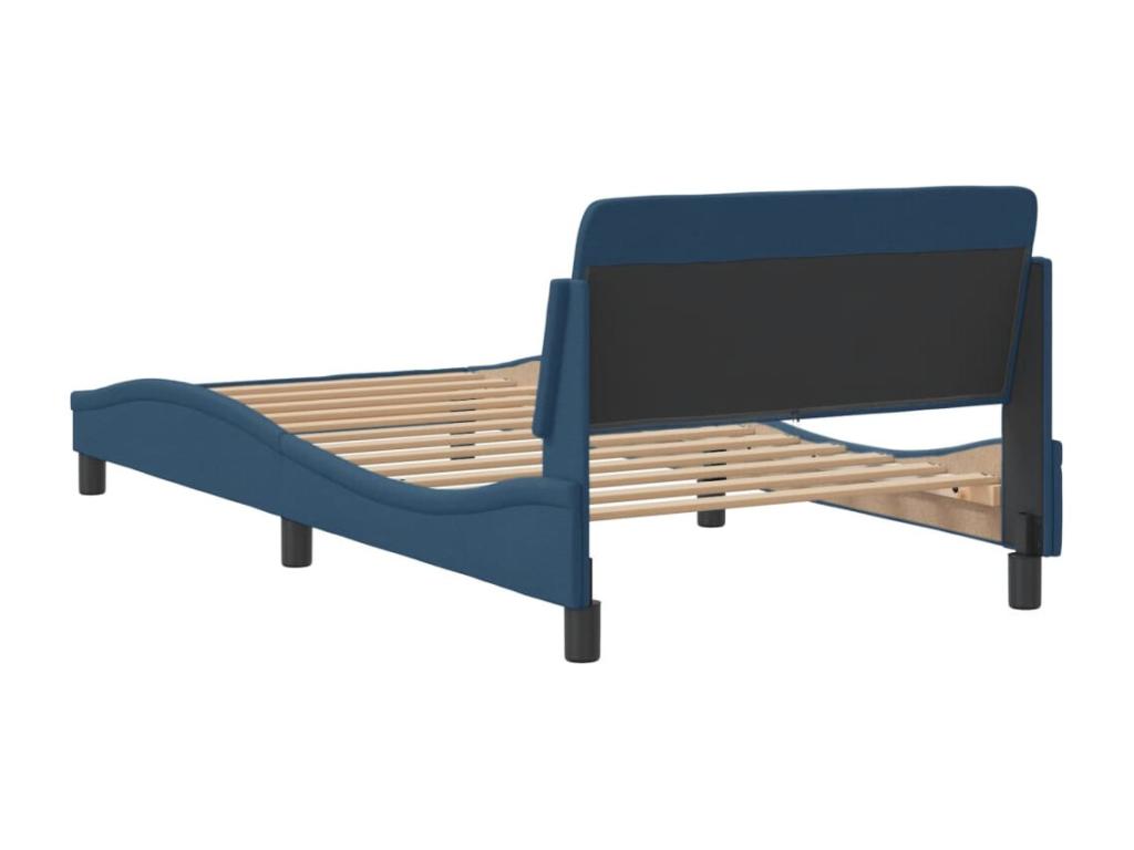 Cadre de lit en tissu bleu, 218 x 105 x 74,5 cm