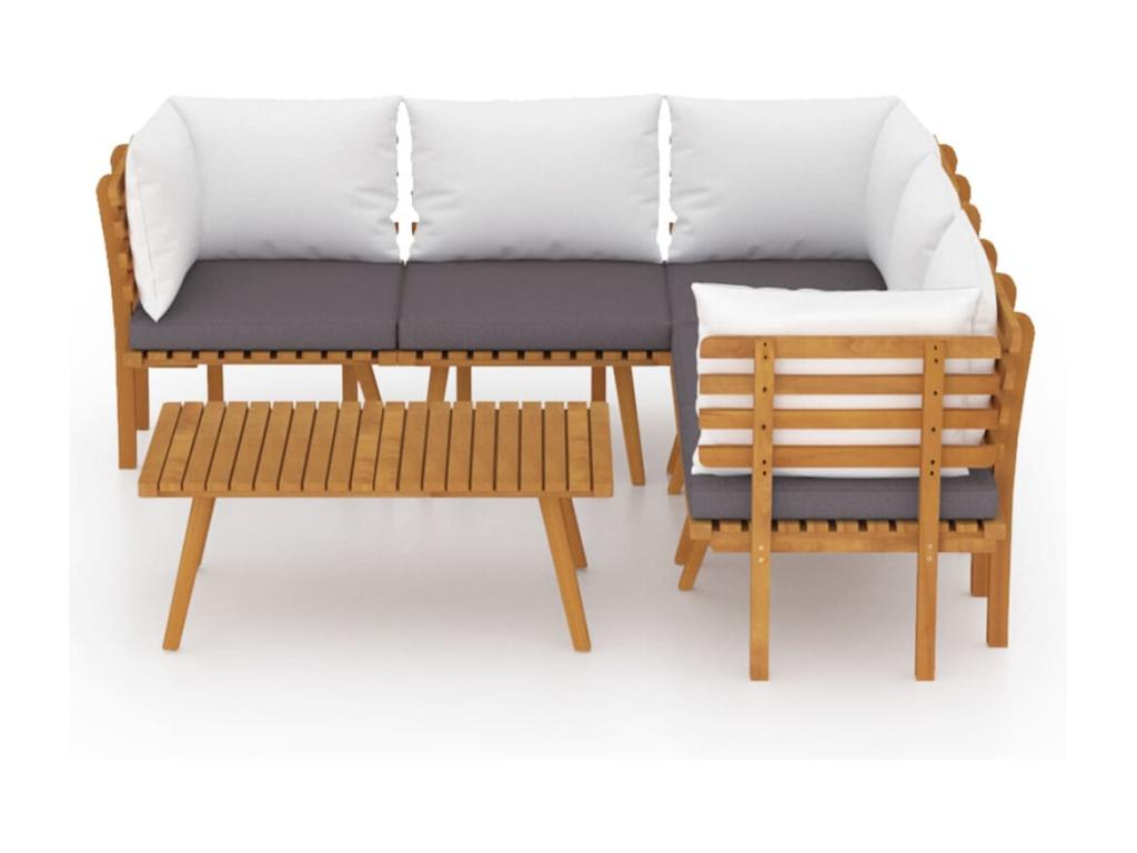 Ensemble de mobilier de jardin marron 6 pièces avec coussins, 90 x 55 x 35 cm